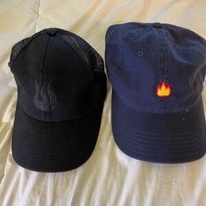 Black Flame Embroidered Caps Set